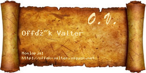 Offák Valter névjegykártya